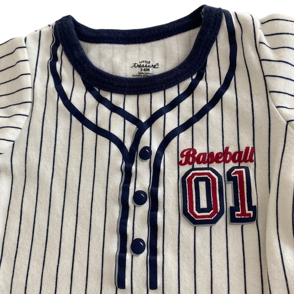 LITTLE TREASURE Onesie and FISHER PRICE  2 Piece Baseball Outfits Size: 0-6 mth - Picture 2 of 9